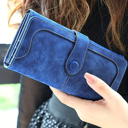 Vintage-Style High-Capacity Wallet | Secure Snap Closure, Multi-Card Slots & Durable Zip Pocket