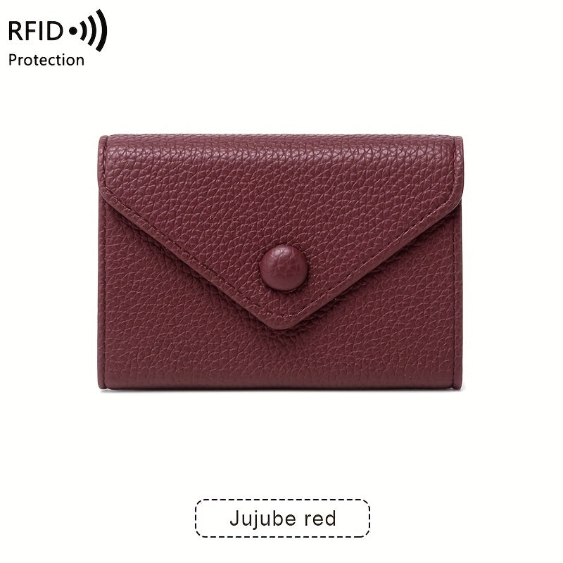 RFID Small Bag Litchi Pattern Soft PU Leather Coin Wallet Simple Lightweight Organ Card Bag