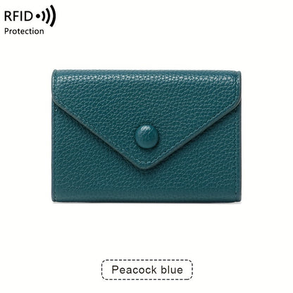 RFID Small Bag Litchi Pattern Soft PU Leather Coin Wallet Simple Lightweight Organ Card Bag