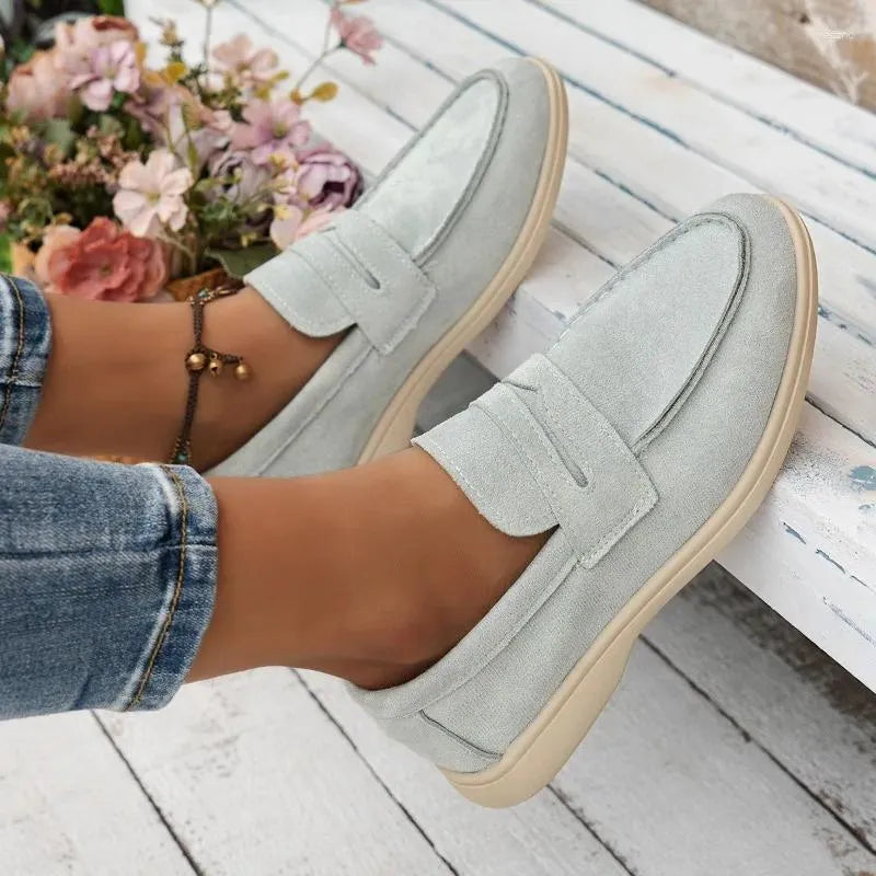 Casual Shoes  Womens Summer Fashion Round Toe Shallow Mouth Slip-on Designer Vulcanized Outdoor Flat Bottom Women Loafer