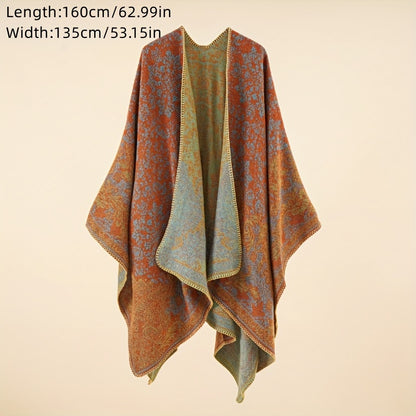 xieyinshe  Boho Multicolor Sunscreen Shawl Oversized Sunshade Women's Cardigan Air Conditioner Room Casual Warm Windproof Coldproof Blanket Wrap Shawl