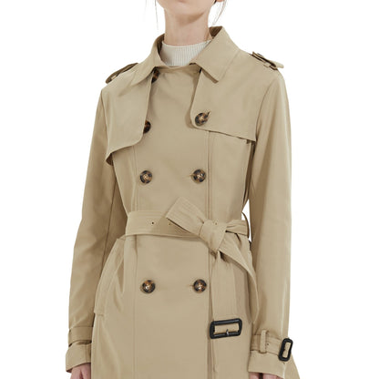 xieyinshe  Women's Spring Trench Coat, Windproof Short Casual Coat With Belt Button Women's Trench Coats