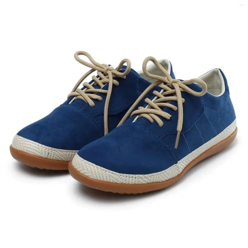 Casual Shoes Women Suede Slip On Breathable Solid Color Flat Round Toe Comfortable Lace Up Single Business