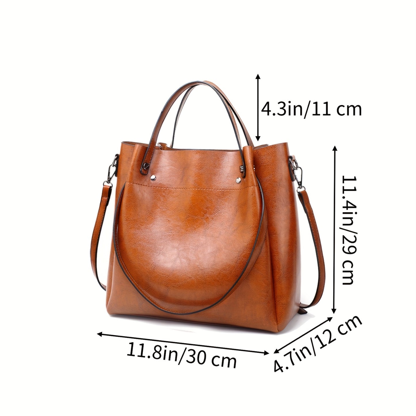 xieyinshe Handbags Tote Bag Soft Leather Retro Design Large Capacity Multi-pocket Casual Shoulder Crossbody Bag Adjustable Shoulder Strap Purse