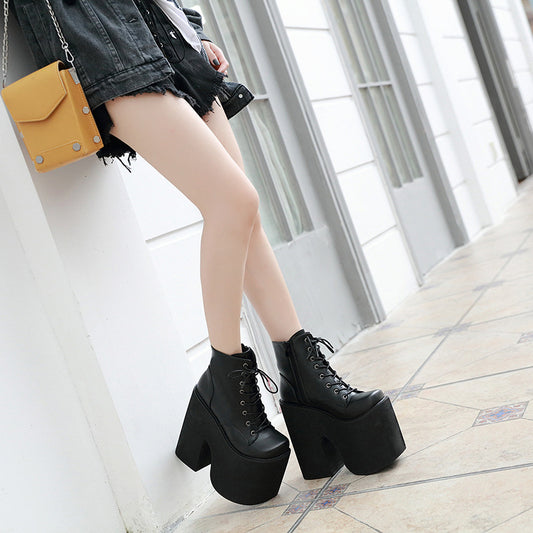 New HOTan and NEWn Style Stage DJ Fashion High Heel Platform Shoes Chunky Heel Ankle Boots Men and Women Same Style Large Size Shoes 35-43