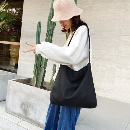 XIEYINSHE Women's Bag 2019 New Korean Style Canvas Shoulder Bag Solid Color Simple Chic Large Capacity Men and Women Student Messenger Bag