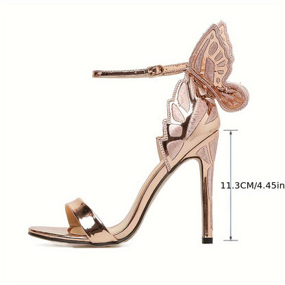 xieyinshe  Women's Butterfly Design High Heels, Elegant Open Toe Ankle Strap Stiletto Sandals, Fashionable Banquet & Party Dress Shoes