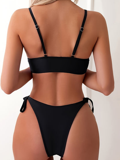 2-Piece Butterfly Bikini Set with Side-Tie Drawstrings – Flirty Spaghetti Straps & High-Stretch Fabric – Perfect for Y2K Fashion & Summer Poolside Lounging, Women's Swim Attire