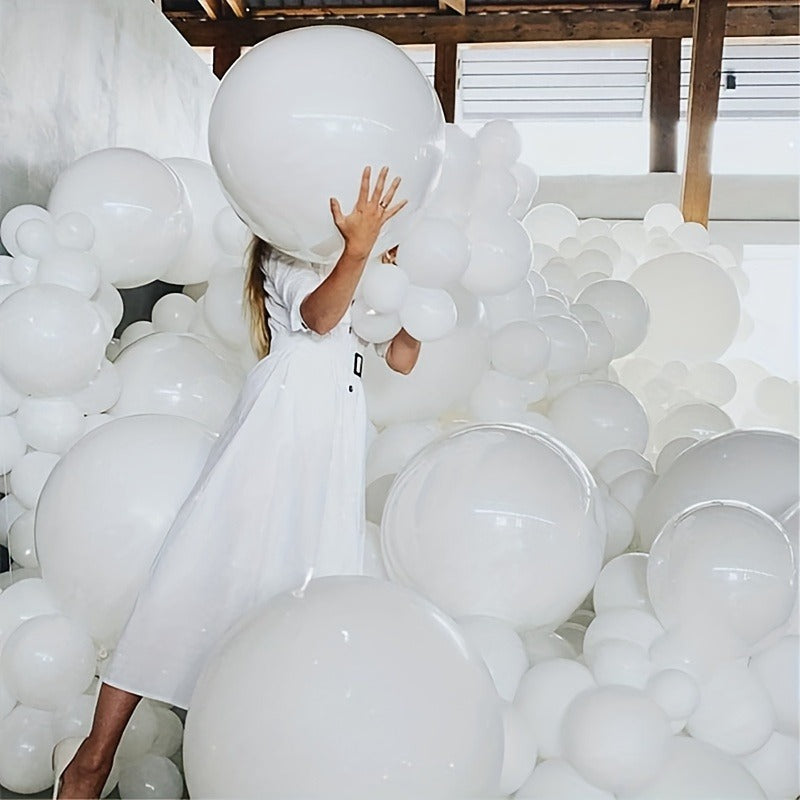 10pcs, Big White Balloons (18inch), White Jumbo Balloons Round Latex Balloons, Wedding Birthday Baby Shower, Party Event Carnival Anniversary Decorations, Photo Balloon, Wedding Balloon, Wedding Decoration, Room Decor, Party Decorations Supplies