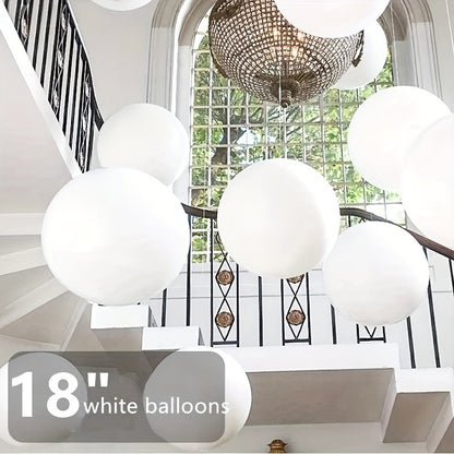 10pcs, Big White Balloons (18inch), White Jumbo Balloons Round Latex Balloons, Wedding Birthday Baby Shower, Party Event Carnival Anniversary Decorations, Photo Balloon, Wedding Balloon, Wedding Decoration, Room Decor, Party Decorations Supplies