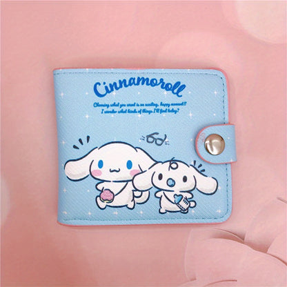 Sanrio Adorable Kawaii Short Wallet - Stylish Bi-Fold Card Holder with Secure Coin Purse for Daily, Casual Chic