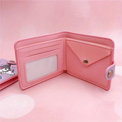 Sanrio Adorable Kawaii Short Wallet - Stylish Bi-Fold Card Holder with Secure Coin Purse for Daily, Casual Chic