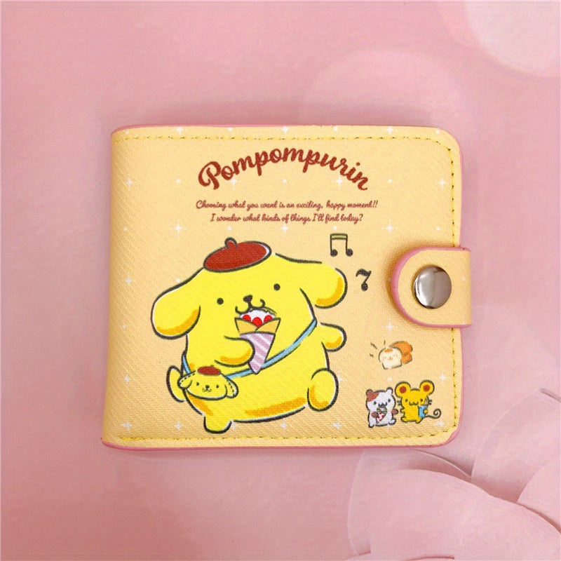 Sanrio Adorable Kawaii Short Wallet - Stylish Bi-Fold Card Holder with Secure Coin Purse for Daily, Casual Chic