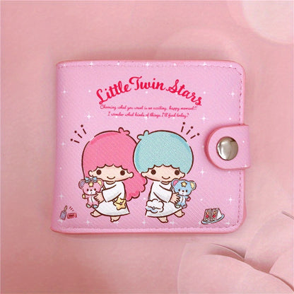 Sanrio Adorable Kawaii Short Wallet - Stylish Bi-Fold Card Holder with Secure Coin Purse for Daily, Casual Chic