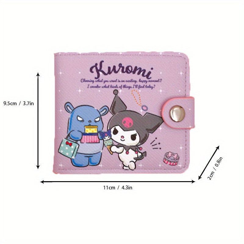 Sanrio Adorable Kawaii Short Wallet - Stylish Bi-Fold Card Holder with Secure Coin Purse for Daily, Casual Chic