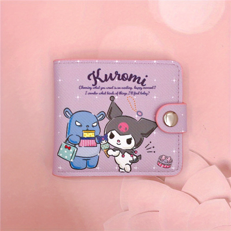 Sanrio Adorable Kawaii Short Wallet - Stylish Bi-Fold Card Holder with Secure Coin Purse for Daily, Casual Chic