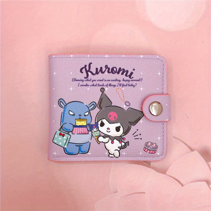 Sanrio Adorable Kawaii Short Wallet - Stylish Bi-Fold Card Holder with Secure Coin Purse for Daily, Casual Chic