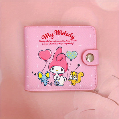 Sanrio Adorable Kawaii Short Wallet - Stylish Bi-Fold Card Holder with Secure Coin Purse for Daily, Casual Chic