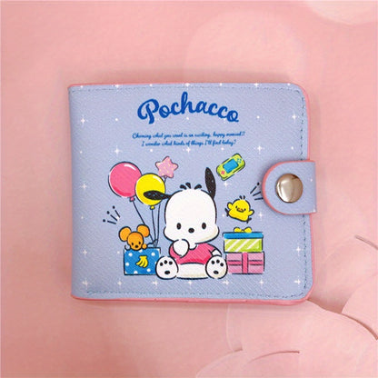 Sanrio Adorable Kawaii Short Wallet - Stylish Bi-Fold Card Holder with Secure Coin Purse for Daily, Casual Chic