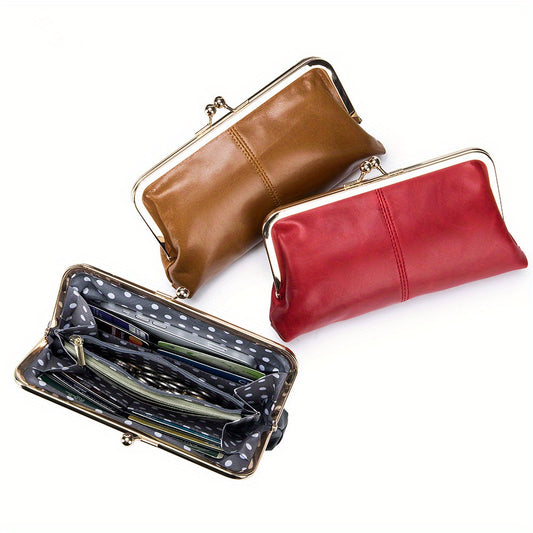 Timeless Kiss-Lock Clutch Wallet - Exquisite Solid Color Design, Secure Closure, Spacious Interior - Perfect Accessory for Womens Daily Use, Work, Date Nights, or Casual Outings