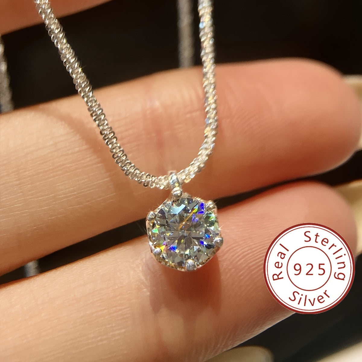 1CT Moissanite Necklace For Women 925 Sterling Silver Wedding Necklace Promise Necklace Eternity Necklace Mother's Day Valentine's Day Luxury Ladies Jewelry Gifts