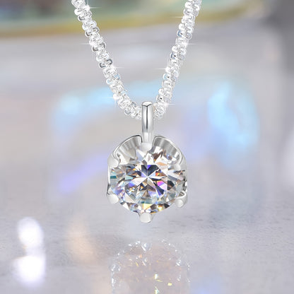 1CT Moissanite Necklace For Women 925 Sterling Silver Wedding Necklace Promise Necklace Eternity Necklace Mother's Day Valentine's Day Luxury Ladies Jewelry Gifts