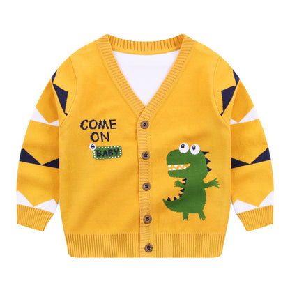 Children's cardigan 24 years children's spring and autumn sweater new knitted sweater boys top long sleeve baby coat trendy