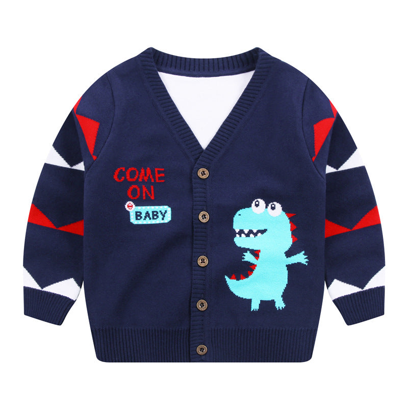 Children's cardigan 24 years children's spring and autumn sweater new knitted sweater boys top long sleeve baby coat trendy