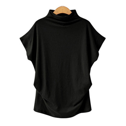 XIEYINSHE  Cross-Border European and American plus Size Women's Clothes Turtleneck Top Wish  Turtleneck T-shirt Short-Sleeved T-shirt Women's Factory Wholesale