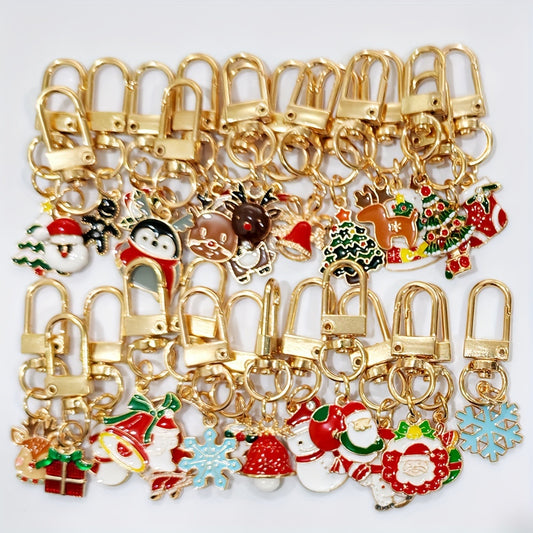 25pcs Christmas Keychain Set - Festive Cartoon Alloy Charms, Assorted Styles for Bags & Backpacks, Perfect Holiday Gift