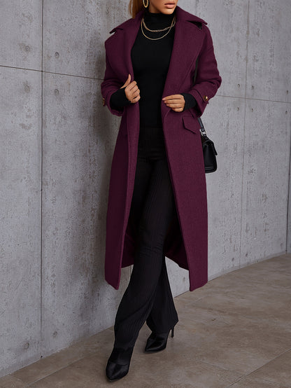 Long Length Waterfall Collar Coat, Elegant Open Front Long Sleeve Outerwear, Women's Clothing