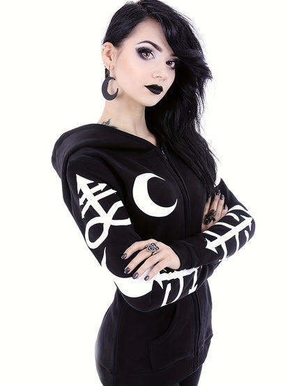 Women's Outwear Women's Gothic Hoodie Jacket Punk Print Long Sleeve Sweatshirt Outwear Jacket