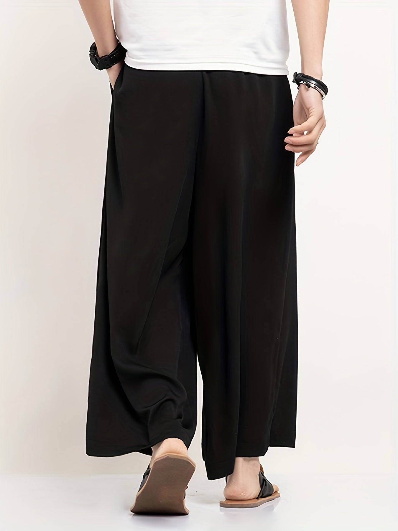 xieyinshe Loose Fit  Wide Leg Pants, Men's Casual Vintage Pants For Spring Fall