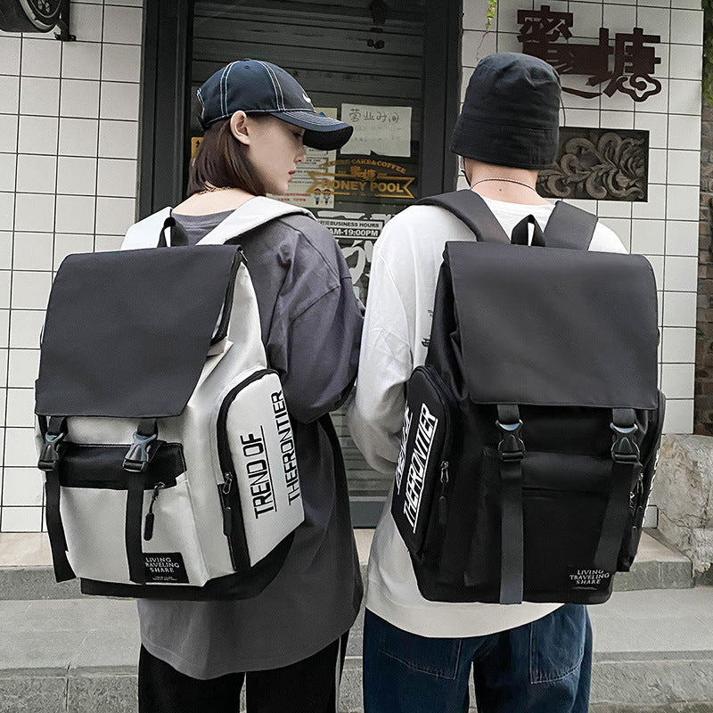 Large Capacity Schoolbag Men's Fashion Brand Street Shooting High School and College Student Backpack Korean Style Western Style Men's Casual Travel Backpack