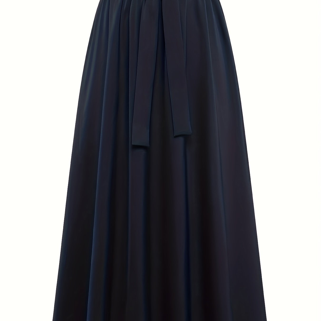 Solid Belted Maxi Skirts, Elegant Pleated Versatile Skirts, Women's Clothing