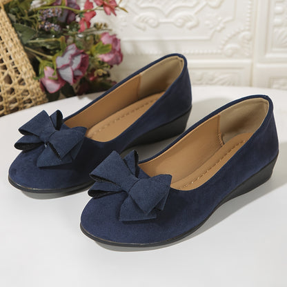 Chic Bowknot Wedge Heels - Lightweight, Comfortable, Slip-On Platform Shoes for Women - Perfect for Casual Daily Wear, Outdoor Activities, and Special Occasions