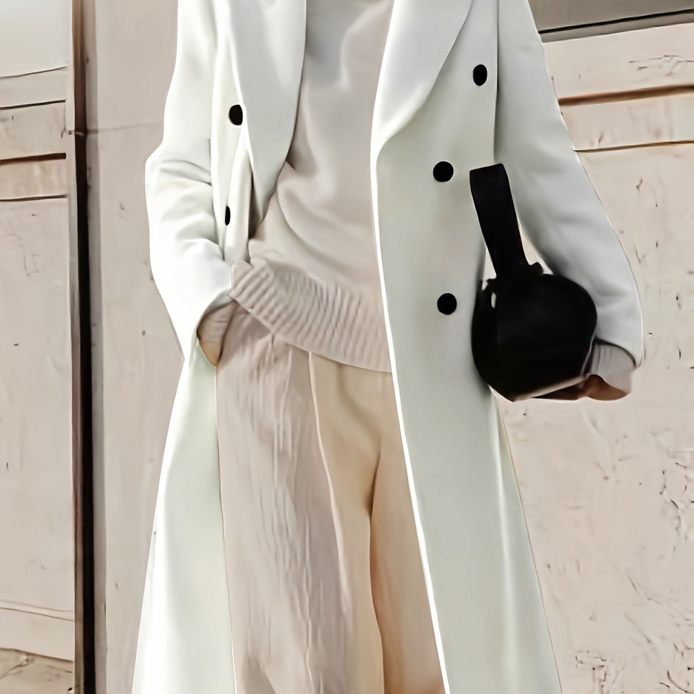 xieyinshe  Double-Breasted Lapel Overcoat, Winter & Fall Long Sleeve Casual Coat, Women's Clothing