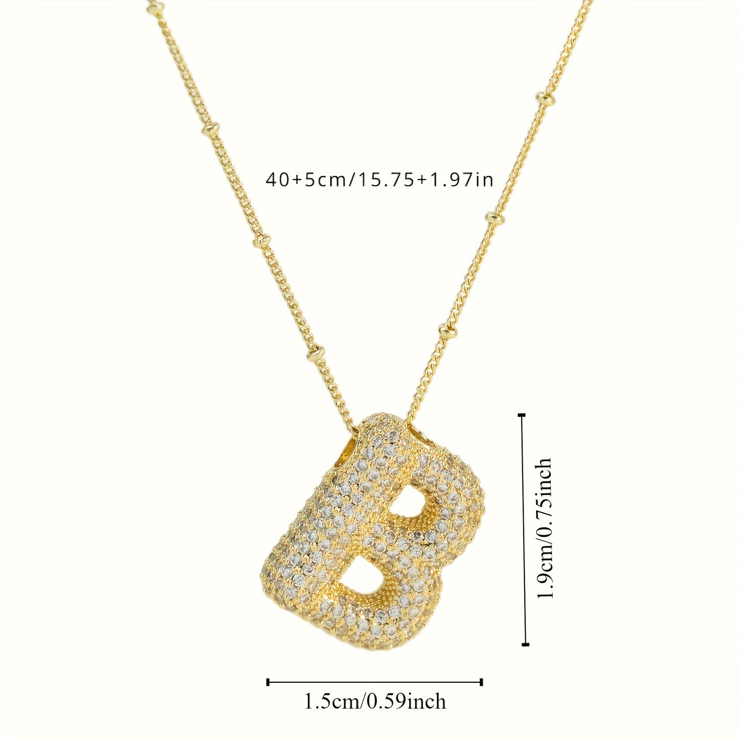 Golden Dainty Bubble Letter 26 A-Z Letter Necklace, Personalized Monogram Balloon Initial Necklace Light Luxury Fashion Gifts For Women