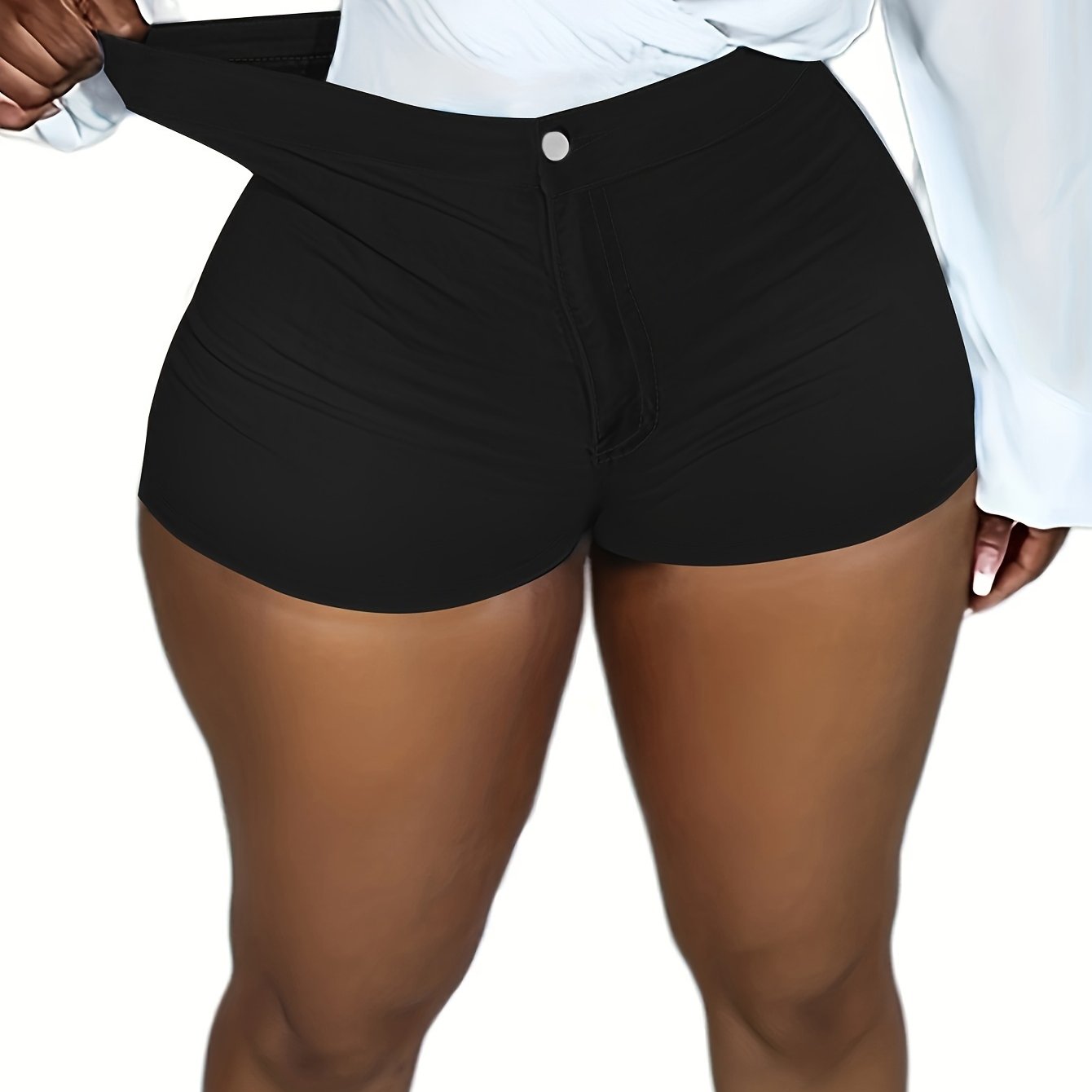 High Stretch Denim Shorts - Ultra-Stretchy Fabric, Secure Zipper Fly with Button Closure - Designed for Women, Perfect for Casual Wear, Daily Activities, and Outdoor Adventures