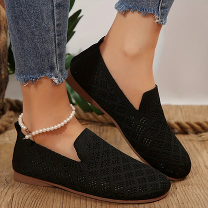 Womens Lightweight Round Toe Ballet Slip-On Sneakers - Breathable Fabric Upper, Soft Faux Leather Insole, PU Sole, Comfortable Ankle-strap Design for Casual Walking - Perfect for All-Season Wear