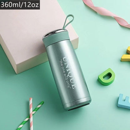 1pc Cute Small Travel Vacuum Insulated Tea Coffee Water Bottle - 304 Stainless Steel, Durable, Leak-Proof, Double-Walled, Keeps Drinks Hot/Cold for Hours - Ideal for Students, Ladies, Office Use, Outdoor Activities