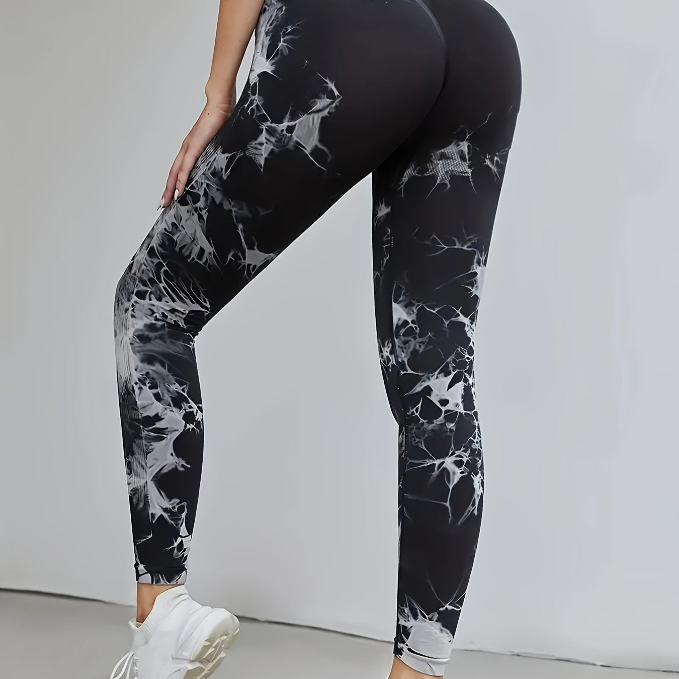 xieyinshe  Tie Dye High Waist Yoga Seamless Sports Leggings, Running Training Exercise Tight Stretch Fitness Pants, Women's Activewear