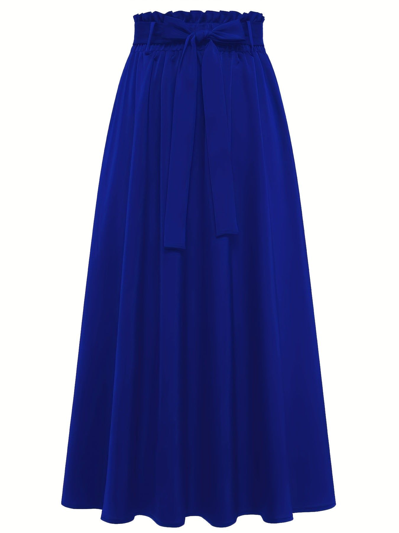 xieyinshe  Solid Belted Maxi Skirts, Elegant Pleated Versatile Skirts, Women's Clothing