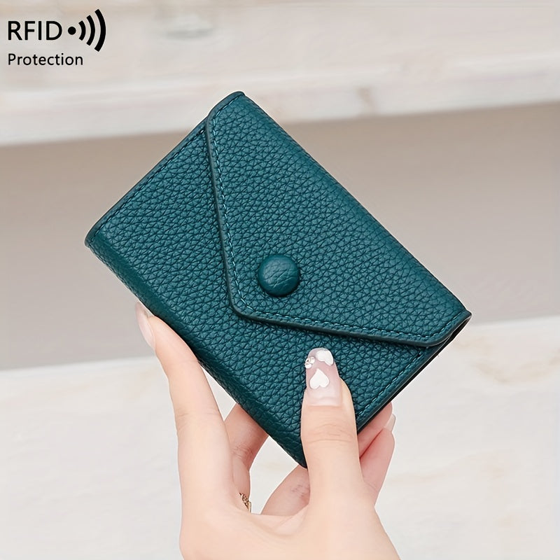 RFID Small Bag Litchi Pattern Soft PU Leather Coin Wallet Simple Lightweight Organ Card Bag