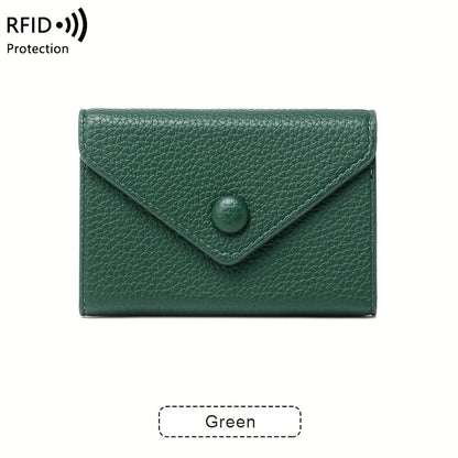 RFID Small Bag Litchi Pattern Soft PU Leather Coin Wallet Simple Lightweight Organ Card Bag