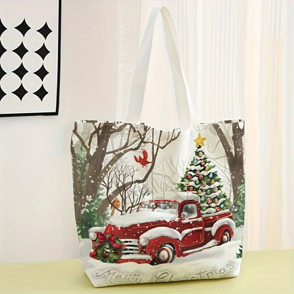 Christmas Style Pattern Tote Bags, Casual Lightweight Large Capacity Shopping Bags, Ideal Gifts For Friends