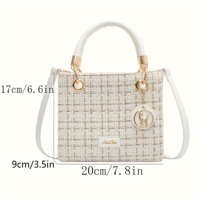 xieyinshe Mini Plaid Square Bag, Classic Top Handle Satchel Bag For Women, Stylish Shoulder Bag