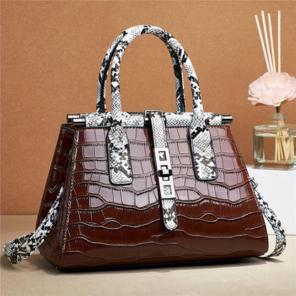 xieyinshe New Leather Crocodile Pattern Bag, Large Capacity Lightweight Messenger Bag , School bags, Valentines Gifts