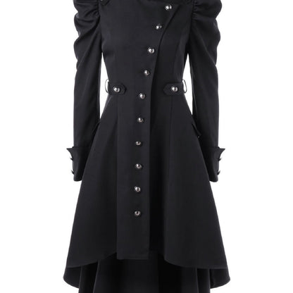 xieyinshe Solid Double Breasted Pea Coat, Belted Buckle Spring Mid-Long Lapel Outerwear, Women's Clothing