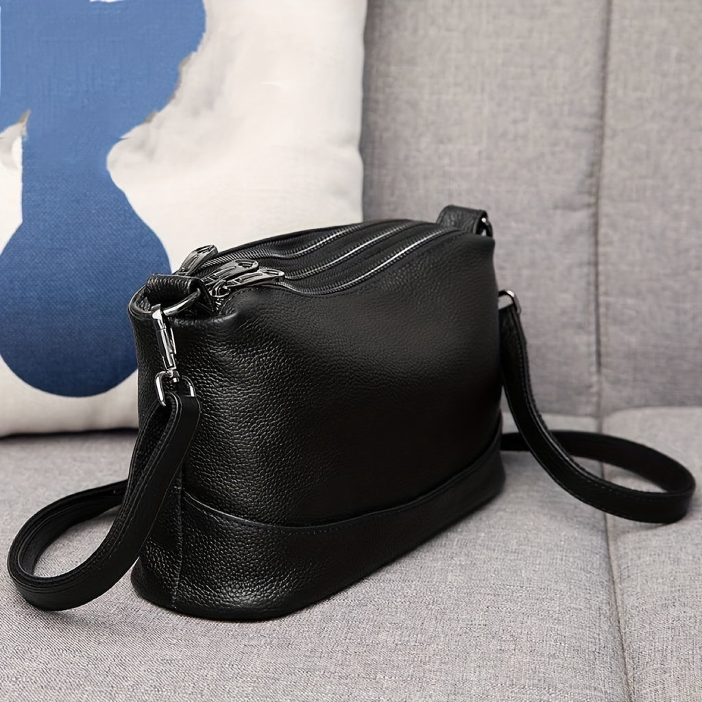 Womens Fashion Shoulder Bag - Timeless Classic Design, Unique Litchi Texture, Convenient Crossbody Style, Versatile for Various Occasions - Inspired by European Fashion Trends, Sleek Black Color